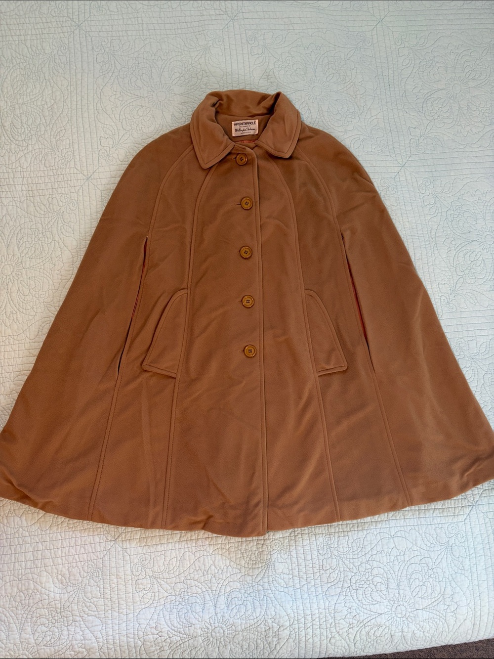 Vintage Camel Coat with Blush Pink Lining